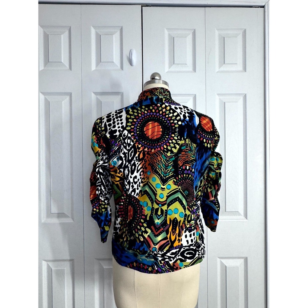 Vintage Erin London Jacket Women's Petite Medium Abstract Graphic Print Full Zip - Picture 2 of 8